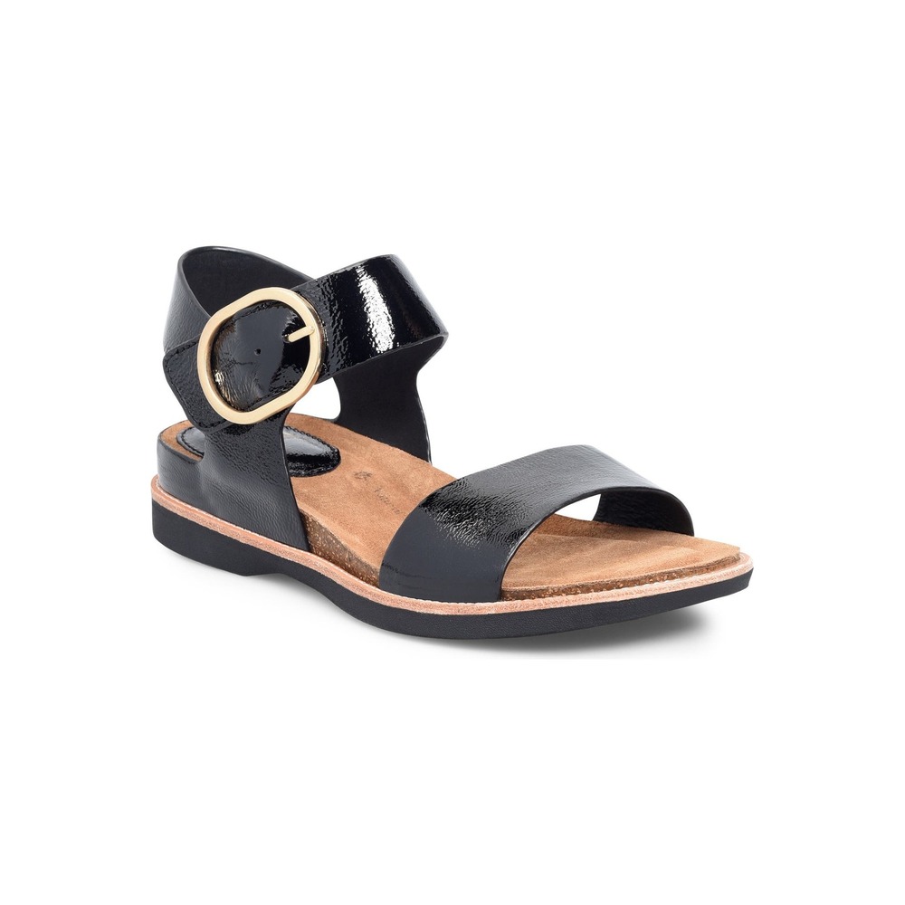 Sofft Bali Sandals Women's US 6.5 Black Patent Leather Adjustable Strap VER1239